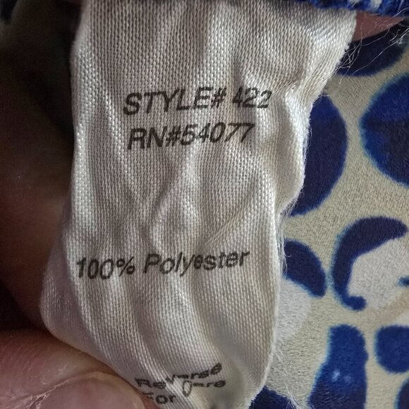 WOMENS CABI SHIRT DRESS BUTTON FRONT NAVY CREAM PATTERN LONG SLEEVE SIZE SMALL - Picture 4 of 8